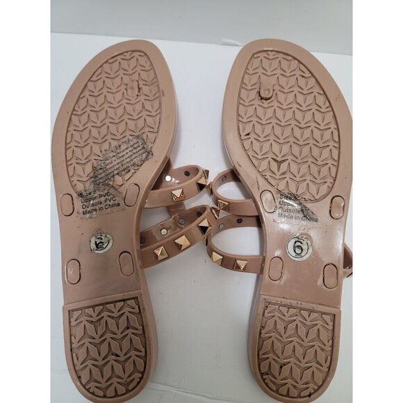 Olivia Miller Womens Studded Jelly Flit Flot Thong Sandals Nude Beige Size 6 - Picture 7 of 9